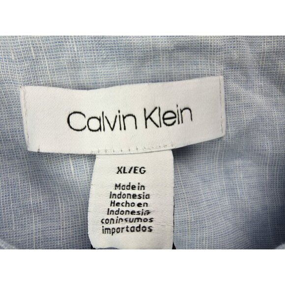 Calvin Klein Size XL Mens Powder Blue Linen Blend Embroidered Pocket Logo NWT - Picture 4 of 11